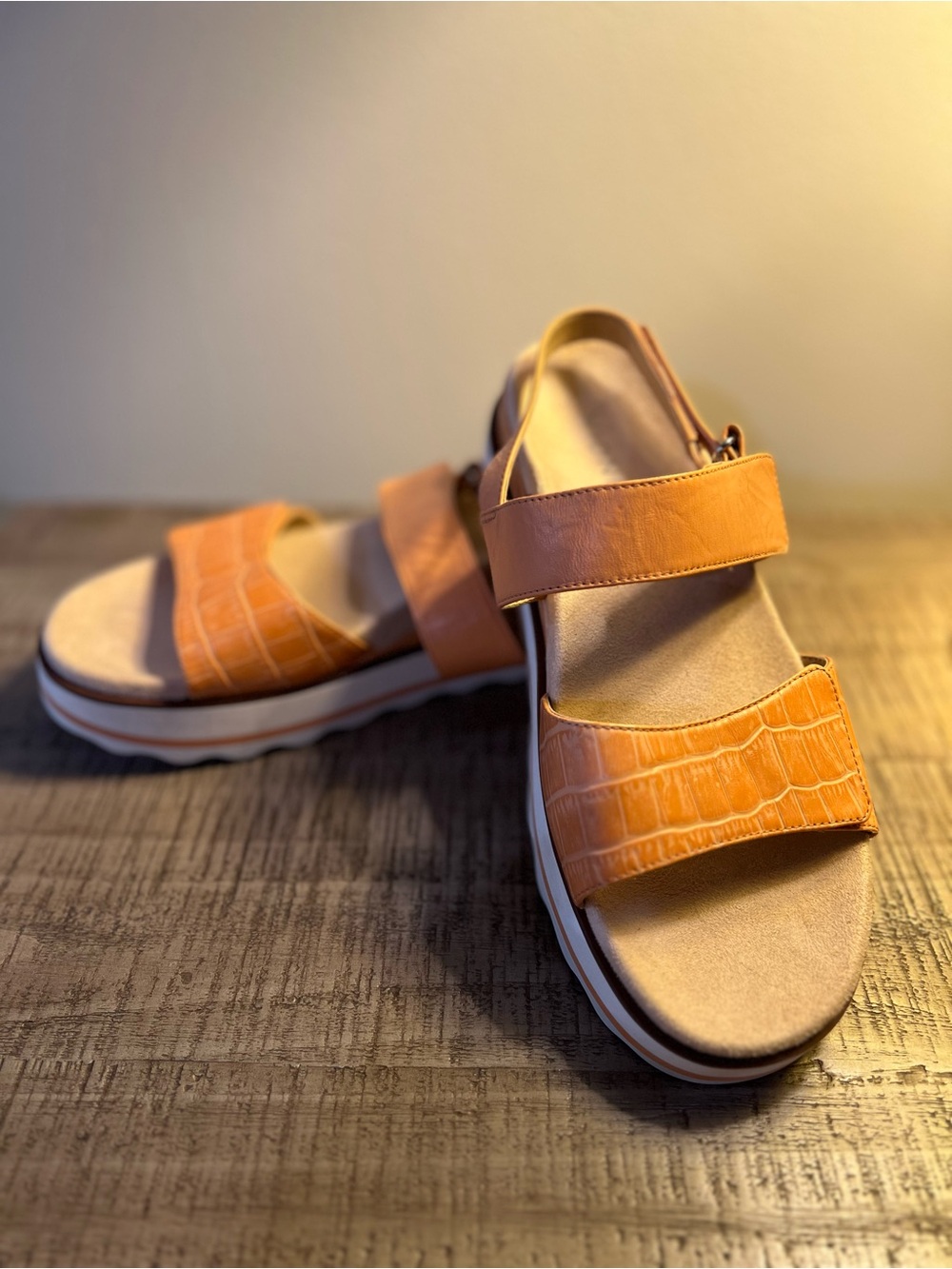 Women’s Orange Platform Strap Sandals